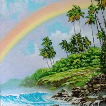 Malarstwo zatytułowany „Гавайи-радуга.копия.” autorstwa Максим Федькин, Oryginalna praca, Olej