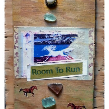 Collages intitulée "Room to Run" par Mal, Œuvre d'art originale, Collages Monté sur Panneau de bois