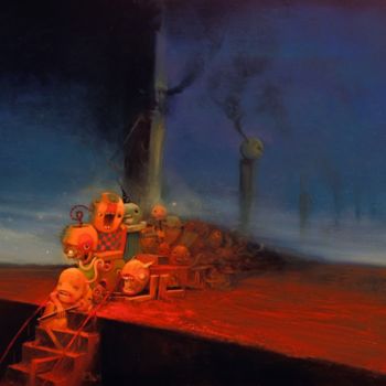 Ζωγραφική με τίτλο "Stairs to Hell" από Krzysztof Iwin, Αυθεντικά έργα τέχνης, Λάδι