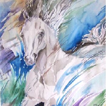 Painting titled "NOUVEL ESSOR" by Malgor Sadlon, Original Artwork, Watercolor