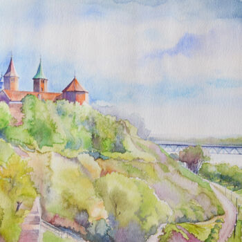 Painting titled "PANORAMA PŁOCKA" by Małgorzata  Zagórska-Gierak, Original Artwork, Watercolor