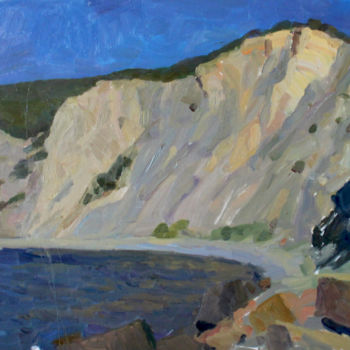 Pittura intitolato "Дикий пляж. Широкая…" da Polina Malidovskaia, Opera d'arte originale, Olio
