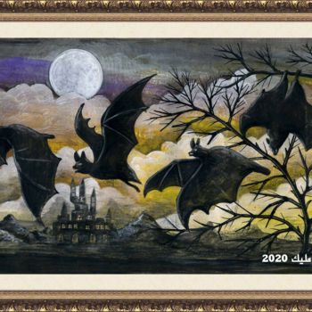 Schilderij getiteld "Dark bats" door Malik Bennouar, Origineel Kunstwerk, Acryl