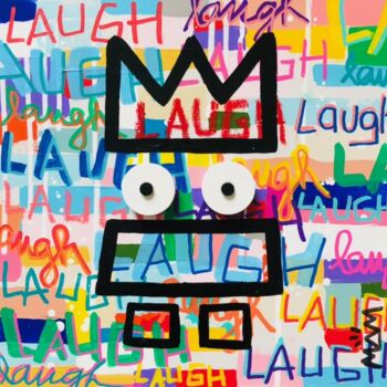 Painting titled "Laugh" by Mam, Original Artwork, Acrylic Mounted on Wood Stretcher frame