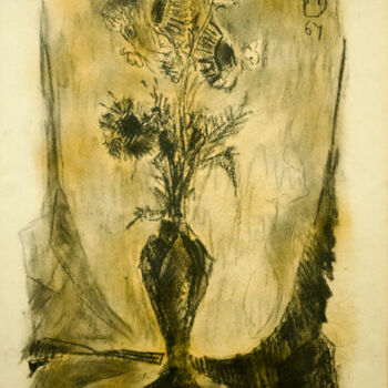 Malarstwo zatytułowany „Flower Vase” autorstwa Mandy Sand, Oryginalna praca, Akwarela