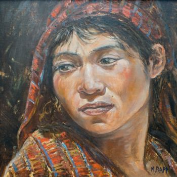 Malerei mit dem Titel "Young Chamula Girl" von Manfred Rapp, Original-Kunstwerk, Öl