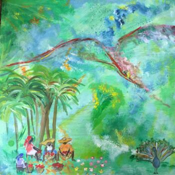 Malarstwo zatytułowany „Ayiti #1 : A l'ombr…” autorstwa Mango Park, Oryginalna praca, Akryl