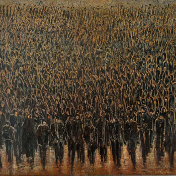 Schilderij getiteld "Foule de femme" door Manouchehr Niazi, Origineel Kunstwerk, Olie