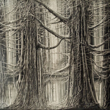 Schilderij getiteld "Foisonnement Arbres" door Manouchehr Niazi, Origineel Kunstwerk, Olie