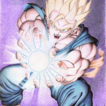 Dessin intitulée "gohan" par Manu Draftsman, Œuvre d'art originale, Stylo à bille