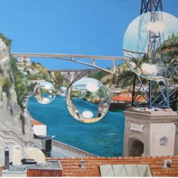 Peinture intitulée "Bullles de Porto" par Manu Surreabulliste, Œuvre d'art originale