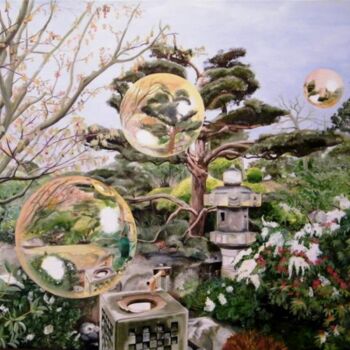 Malarstwo zatytułowany „le jardin japonais” autorstwa Manu Surreabulliste, Oryginalna praca, Olej