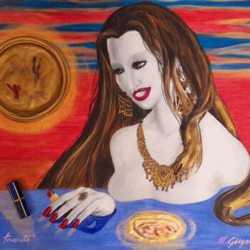 Painting titled "La Venere truccata" by Manuela Girgenti, Original Artwork, Oil Mounted on Wood Stretcher frame