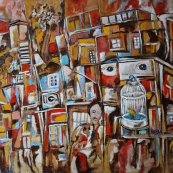 Peinture intitulée "favela-2-81x65cm.jpg" par Marie-Rose Blattner, Œuvre d'art originale