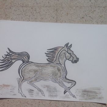 Σχέδιο με τίτλο "Dessin de cheval" από Florence Castelli  Flofloyd, Αυθεντικά έργα τέχνης, Μαρκαδόρος