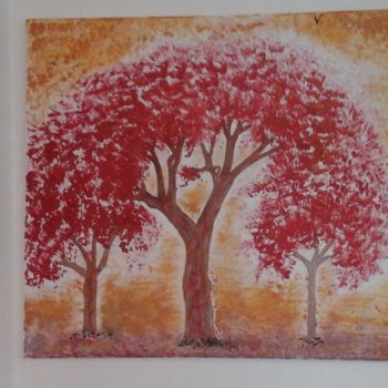 Картина под названием "Tableau d arbres ro…" - Florence Castelli  Flofloyd, Подлинное произведение искусства, Акрил
