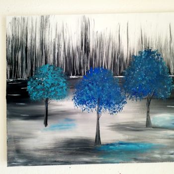 Painting titled "La forêt que j aime" by Florence Castelli  Flofloyd, Original Artwork, Acrylic