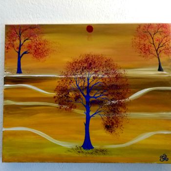 Картина под названием "3 arbres à ma façon" - Florence Castelli  Flofloyd, Подлинное произведение искусства, Акрил