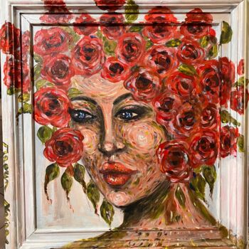 Painting titled "La Vie en Rose" by Maorin Naiga, Original Artwork, Acrylic Mounted on Wood Stretcher frame