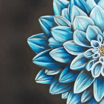 Pittura intitolato "Blue Chrysanthemum" da Mariam Mary Ellen, Opera d'arte originale, Pastello
