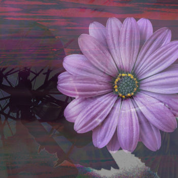 Цифровое искусство под названием "Purple Flower" - Marc Bulyss, Подлинное произведение искусства, Фотомонтаж