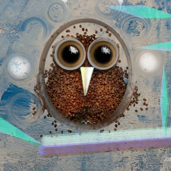 Digital Arts titled "Mocha owl" by Marc Bulyss, Original Artwork, Digital Painting