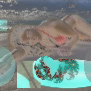 Digitale Kunst mit dem Titel "Emerald Beach" von Marc Bulyss, Original-Kunstwerk, Digitale Malerei