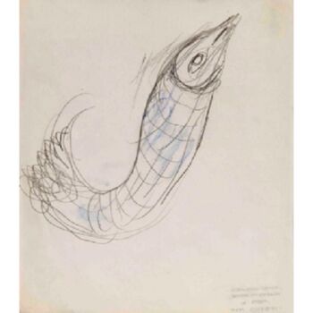 Disegno intitolato "Poisson (Fish)" da Marc Chagall, Opera d'arte originale, Grafite