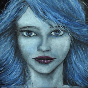 Ζωγραφική με τίτλο "La Fille bleue / Th…" από Marc Haumont, Αυθεντικά έργα τέχνης, Λάδι