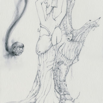 Drawing titled "Fantôme" by Marc Vuillermoz, Original Artwork