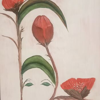 Schilderij getiteld "Fleurs en expression" door Marc Zlayji, Origineel Kunstwerk, Acryl