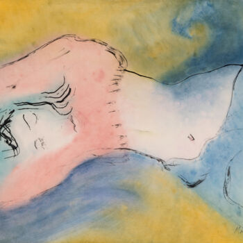 Schilderij getiteld "Her nap" door Marcel Garbi, Origineel Kunstwerk, Aquarel