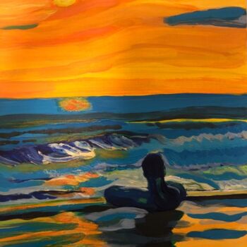 Malerei mit dem Titel "Sunset in Bali" von Marcello Cultrera, Original-Kunstwerk, Acryl