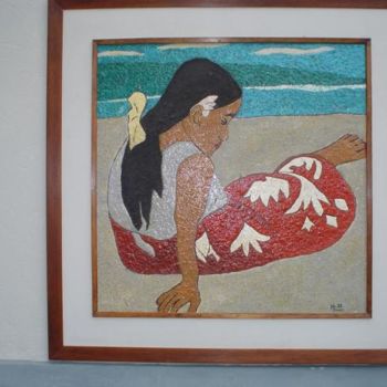 Ambacht getiteld "Mulher na praia" door Márcio França, Origineel Kunstwerk