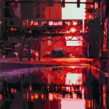 Painting titled "Chicagohenge2" by Marco Barberio, Original Artwork, Spray paint Mounted on Wood Stretcher frame