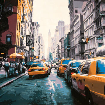 Peinture intitulée "New York City Cabs" par Marco Barberio, Œuvre d'art originale, Acrylique Monté sur Châssis en bois