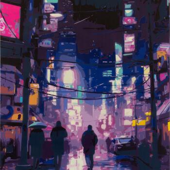 Painting titled "New York City Wired" by Marco Barberio, Original Artwork, Spray paint Mounted on Wood Stretcher frame