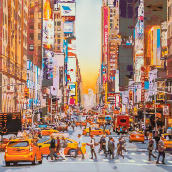 Malerei mit dem Titel "New York Street #2" von Marco Barberio, Original-Kunstwerk, Sprühfarbe Auf Keilrahmen aus Holz montie…
