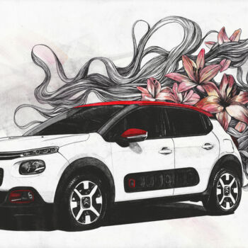 Drawing titled "Cars: Citroen C3 wi…" by Marco Paludet, Original Artwork, Graphite
