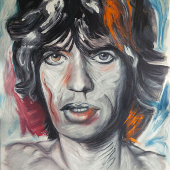 "Mick Jagger" başlıklı Tablo Marco Perini tarafından, Orijinal sanat, Petrol Ahşap Sedye çerçevesi üzerine monte edilmiş