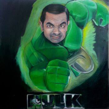 제목이 "Hulk"인 미술작품 Marco Scali로, 원작, 기름 나무 들것 프레임에 장착됨