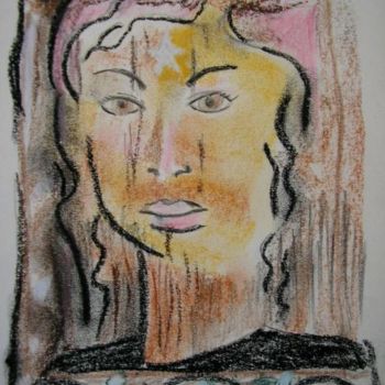 Tekening getiteld "visage au pastel" door Marcoh, Origineel Kunstwerk