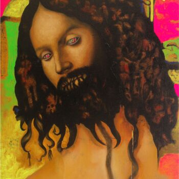 Painting titled "Aleph" by Marcos Tedeschi, Original Artwork, Oil Mounted on Wood Stretcher frame