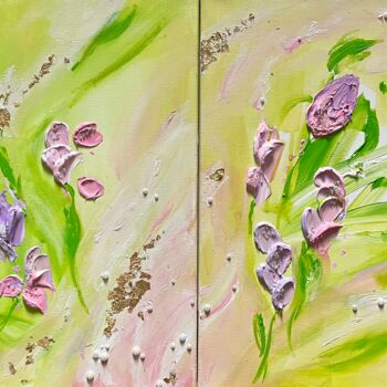 Pintura intitulada "Tulips and pearls" por Margarita Glambert, Obras de arte originais, Acrílico Montado em Armação em madei…