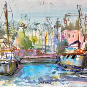 Painting titled "Antibes" by Mari Skakun, Original Artwork, Watercolor