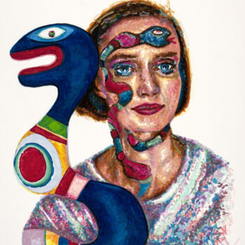 Рисунок под названием "Niki de Saint Phall…" - Maria Cielo, Подлинное произведение искусства, Карандаш