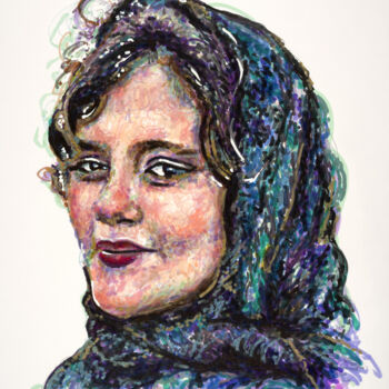 Drawing titled "Mahsa Amini - Femme…" by Maria Cielo, Original Artwork, Pencil