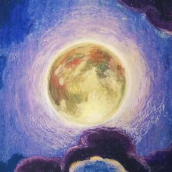 Painting titled "Luna gialla" by Maria Cristina Primavera, Original Artwork, Pastel