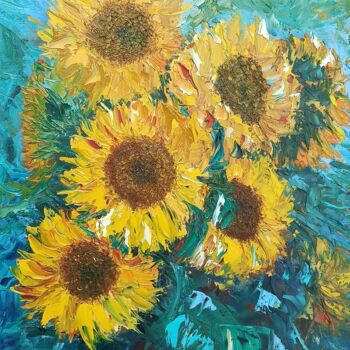 "Sunflowers" başlıklı Tablo Maria Galan tarafından, Orijinal sanat, Petrol Ahşap Sedye çerçevesi üzerine monte edilmiş