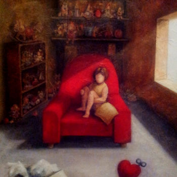Painting titled "Il giocattolo nuovo" by Maria-Grazia Innocenti, Original Artwork, Acrylic